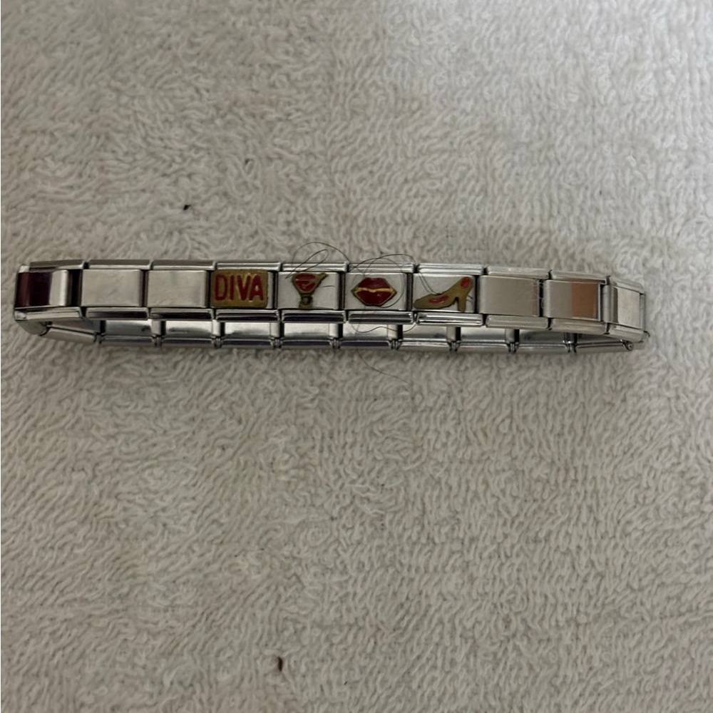 Silver/Red Interlocking Links 3/8" Lightweight St… - image 5